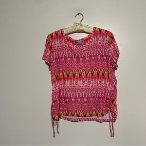 Caribbean Joe Pink and Yellow Short Sleeve Top X-Large